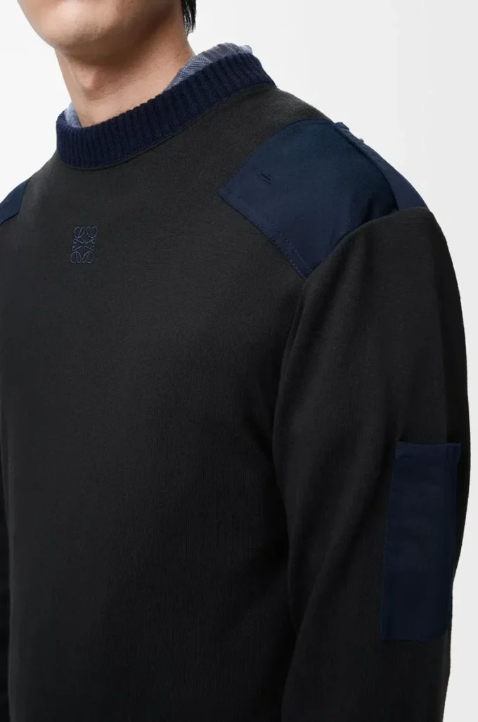 Long sleeve top in cotton blend Anthracite/Dark Navy Long sleeve top in cotton blend Anthracite/Dark Navy