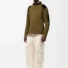Long sleeve top in cotton blend Khaki/Black Long sleeve top in cotton blend Khaki/Black