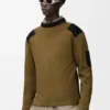 Long sleeve top in cotton blend Khaki/Black Long sleeve top in cotton blend Khaki/Black