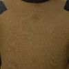 Long sleeve top in cotton blend Khaki/Black Long sleeve top in cotton blend Khaki/Black