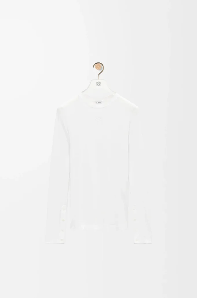 Long sleeve top in modal White Long sleeve top in modal White