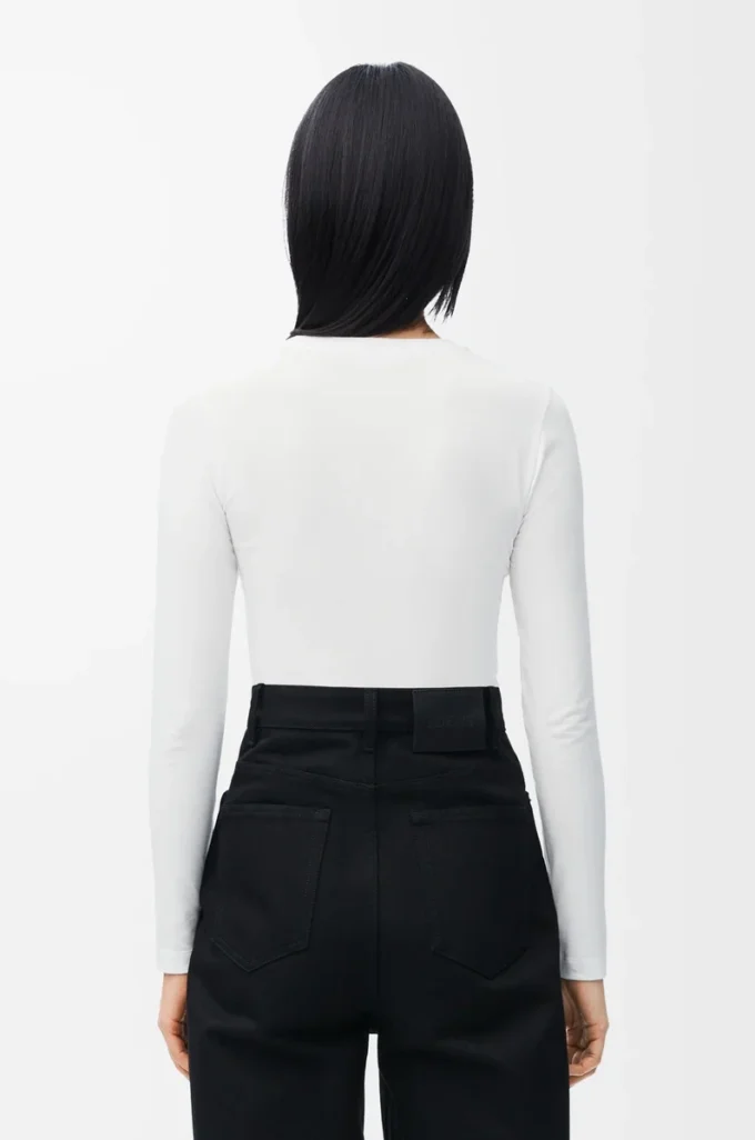 Long sleeve top in modal White Long sleeve top in modal White