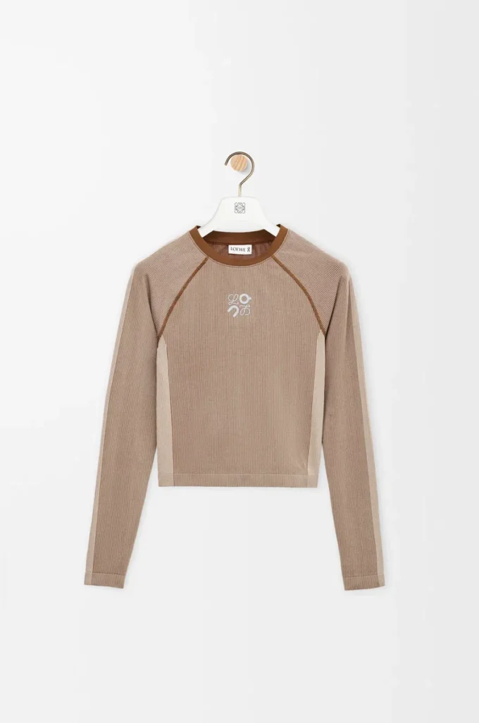 Long sleeve top in technical jersey Ivory Long sleeve top in technical jersey Ivory