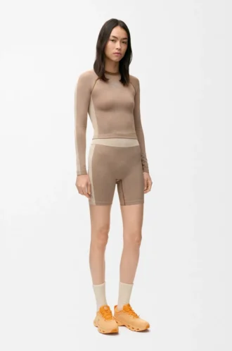Long sleeve top in technical jersey Ivory