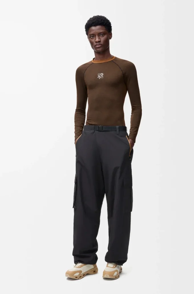 Long sleeve top in technical jersey Toffee