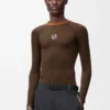 Long sleeve top in technical jersey Toffee