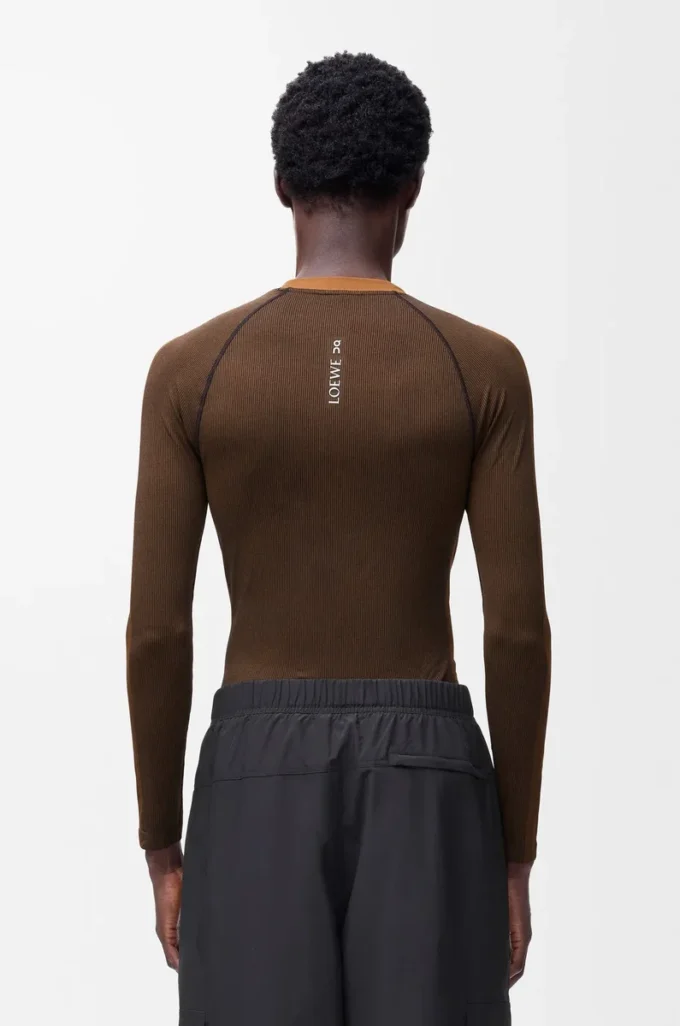 Long sleeve top in technical jersey Toffee