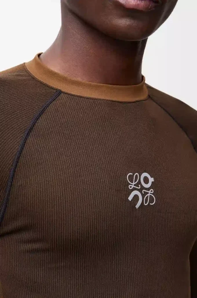 Long sleeve top in technical jersey Toffee
