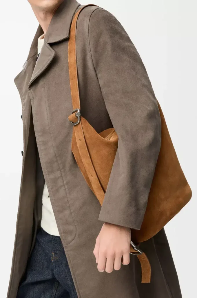Loop bucket in suede calfskin Tobacco Loop bucket in suede calfskin Tobacco