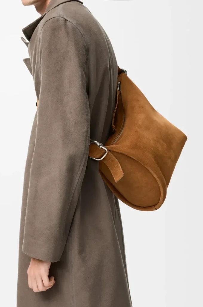 Loop bucket in suede calfskin Tobacco Loop bucket in suede calfskin Tobacco