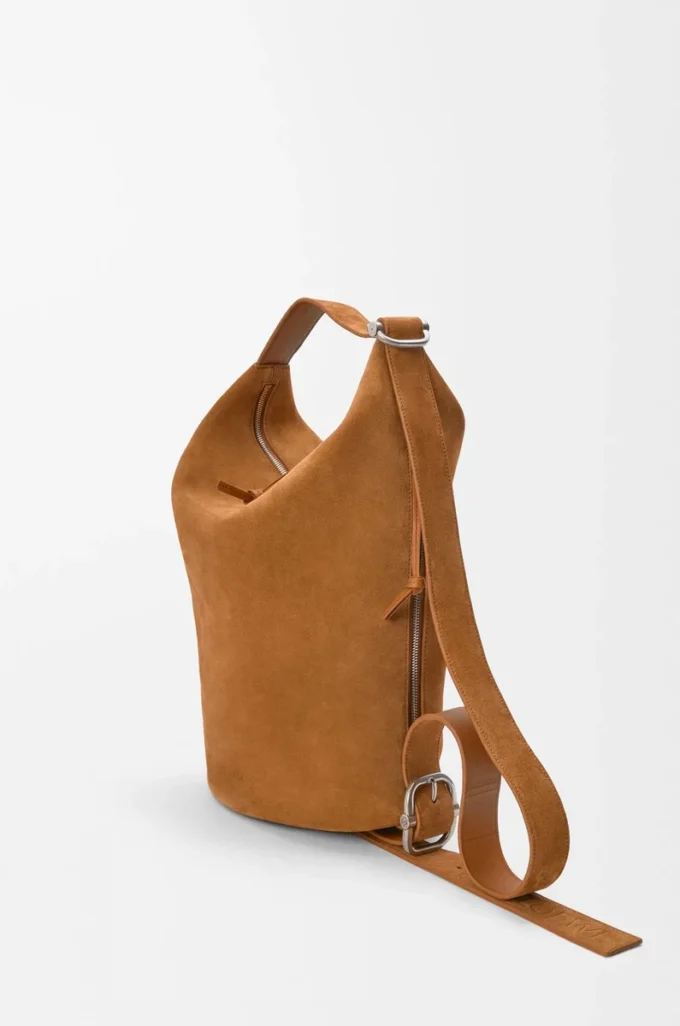 Loop bucket in suede calfskin Tobacco Loop bucket in suede calfskin Tobacco