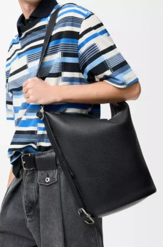 Loop bucket in supple grained calfskin Black