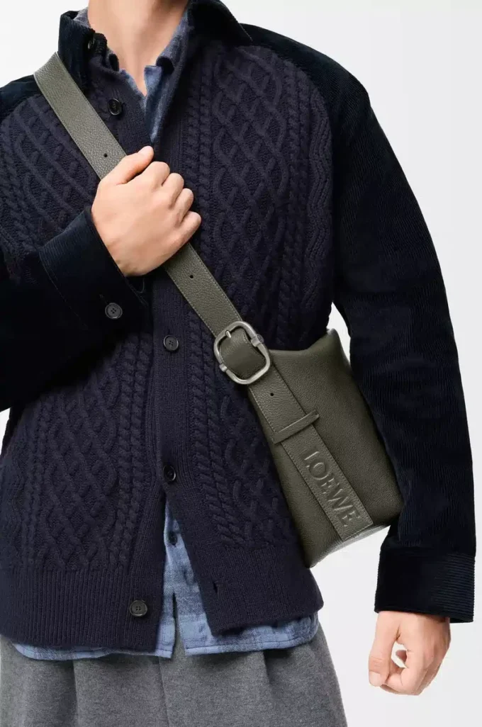Loop hobo in supple grained calfskin Dark Khaki Loop hobo in supple grained calfskin Dark Khaki