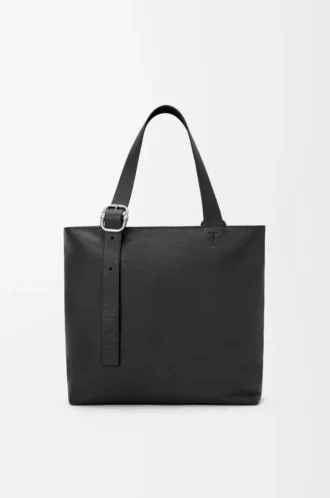 Loop zipped tote in supple grained calfskin Black