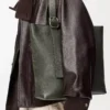 Loop zipped tote in supple grained calfskin Dark Khaki