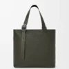 Loop zipped tote in supple grained calfskin Dark Khaki