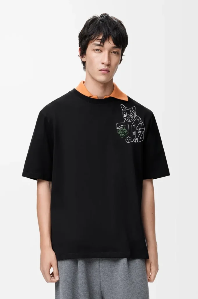 Loose fit T-shirt in cotton Black Loose fit T-shirt in cotton Black