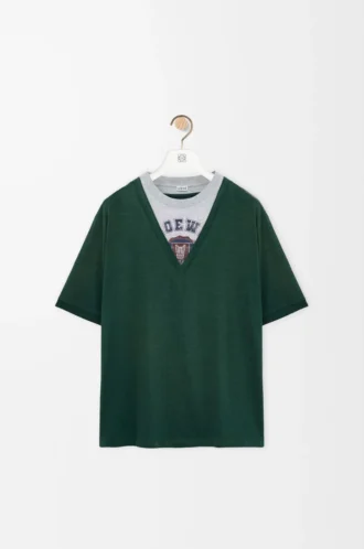 Loose fit T-shirt in cotton blend Green/Grey
