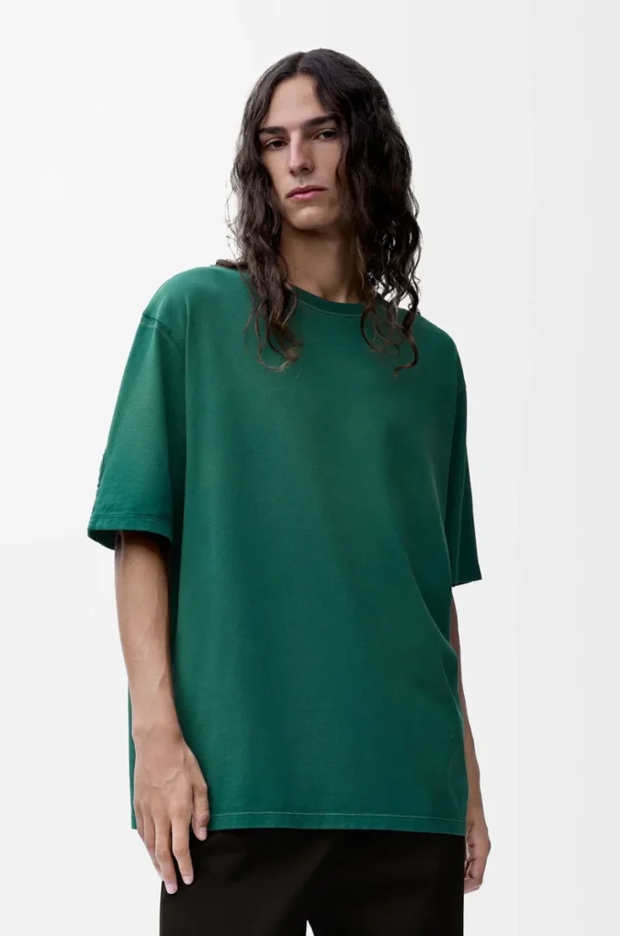 Loose fit T-shirt in cotton Dark Green