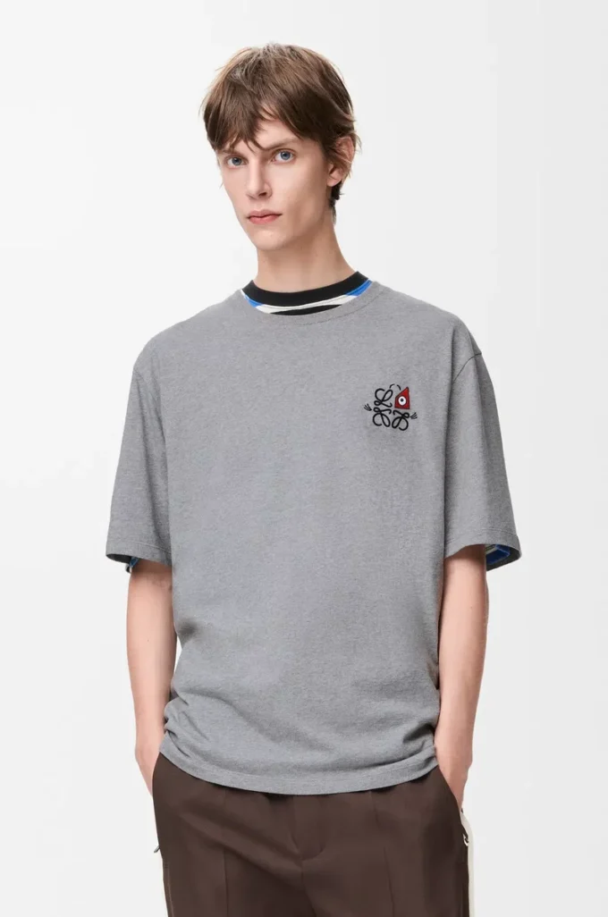 Loose fit T-shirt in cotton Grey Melange