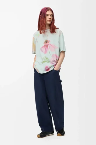 Loose fit T-shirt in cotton Light Blue/Multicolor