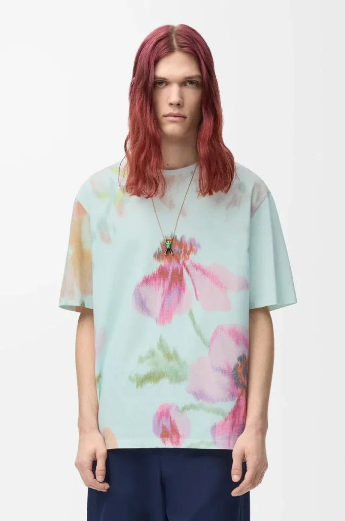 Loose fit T-shirt in cotton Light Blue/Multicolor Loose fit T-shirt in cotton Light Blue/Multicolor