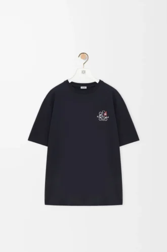 Loose fit T-shirt in cotton Navy Blue
