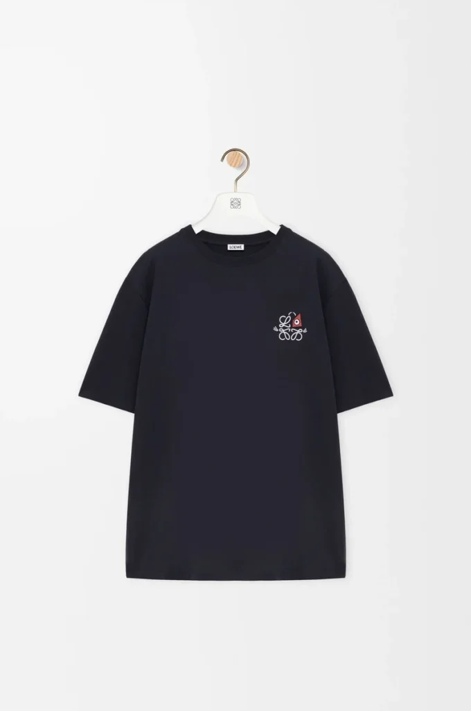 Loose fit T-shirt in cotton Navy Blue Loose fit T-shirt in cotton Navy Blue
