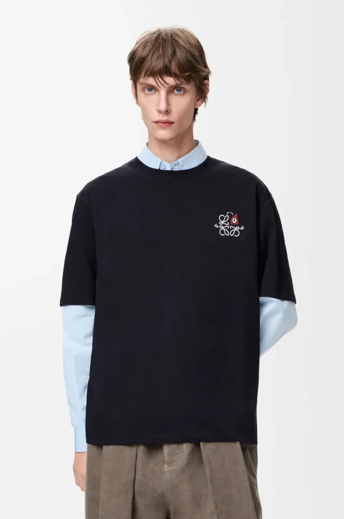 Loose fit T-shirt in cotton Navy Blue Loose fit T-shirt in cotton Navy Blue