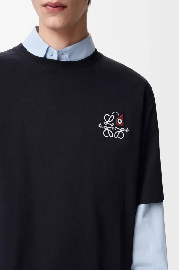 Loose fit T-shirt in cotton Navy Blue Loose fit T-shirt in cotton Navy Blue