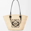 Medium Anagram Basket bag in iraca palm and calfskin Natural/Black
