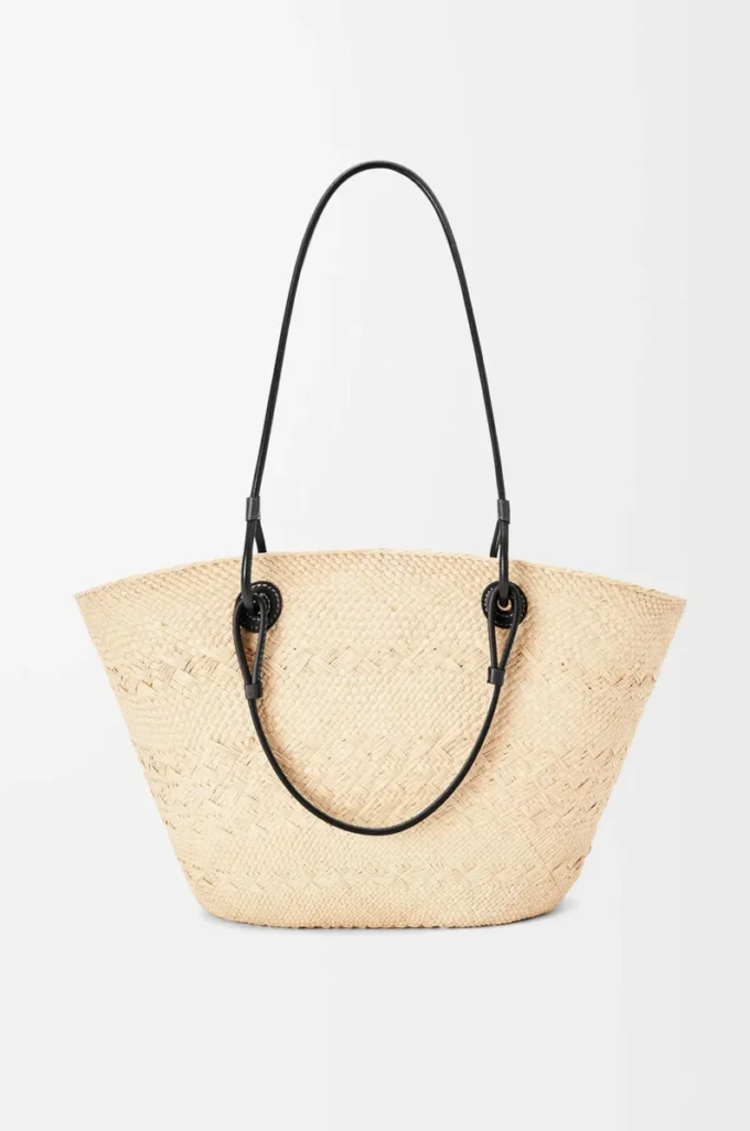 Medium Anagram Basket bag in iraca palm and calfskin Natural/Black