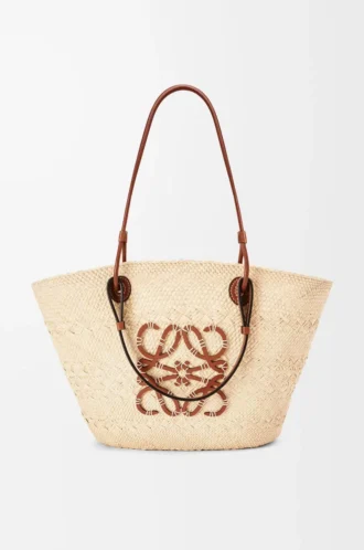 Medium Anagram Basket bag in iraca palm and calfskin Natural/Tan