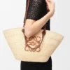 Medium Anagram Basket bag in iraca palm and calfskin Natural/Tan