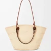 Medium Anagram Basket bag in iraca palm and calfskin Natural/Tan