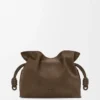 Medium Flamenco clutch in grained nubuck Tundra