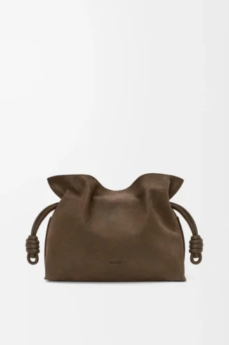 Medium Flamenco clutch in grained nubuck Tundra