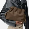 Medium Flamenco clutch in grained nubuck Tundra