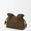 Medium Flamenco clutch in grained nubuck Tundra