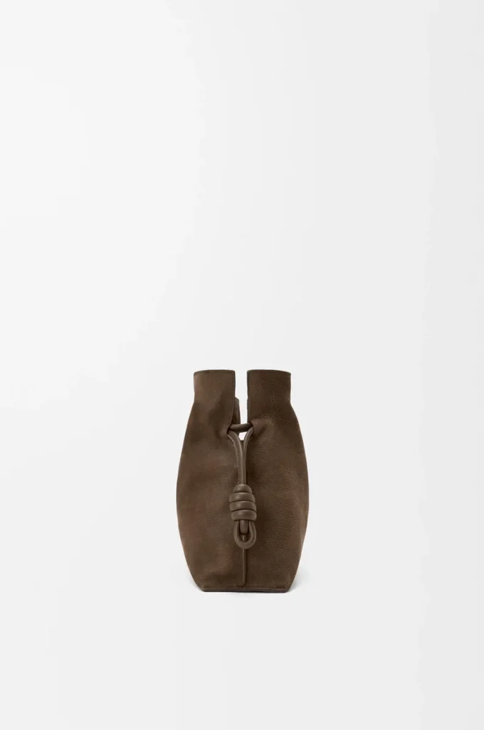 Medium Flamenco clutch in grained nubuck Tundra