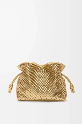 Medium Flamenco clutch in laminated lambskin Gold
