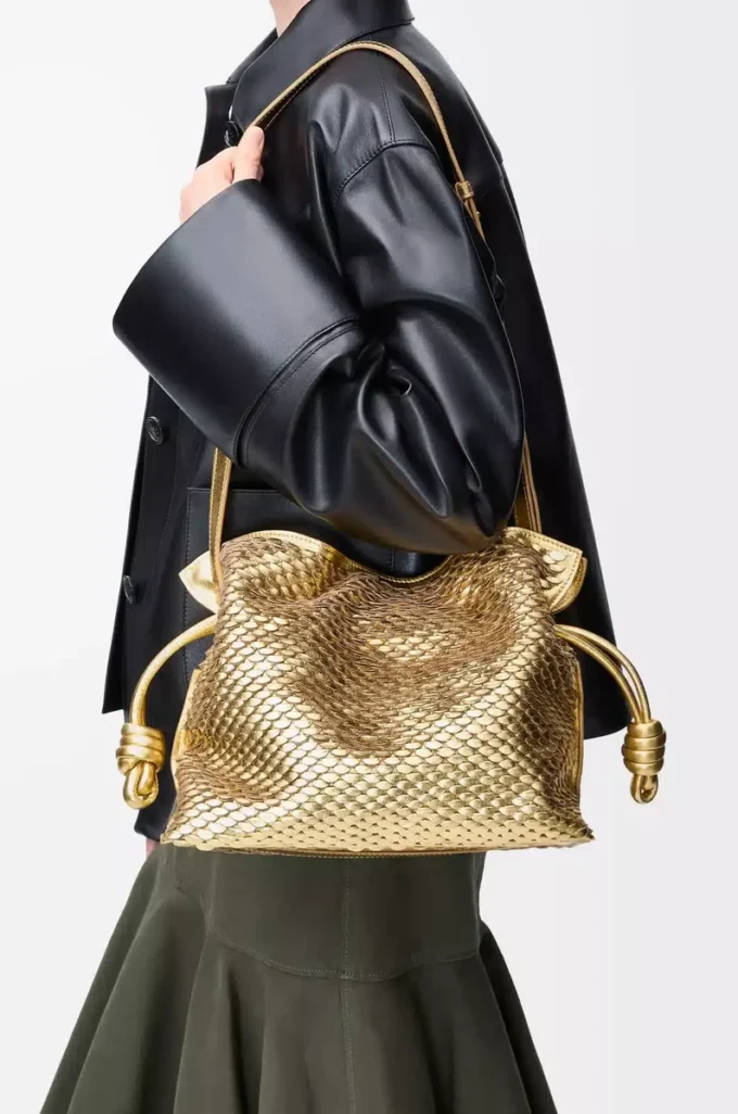 Medium Flamenco clutch in laminated lambskin Gold Medium Flamenco clutch in laminated lambskin Gold