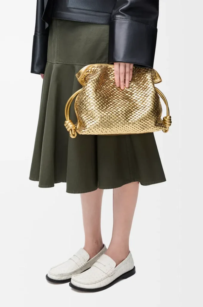 Medium Flamenco clutch in laminated lambskin Gold Medium Flamenco clutch in laminated lambskin Gold