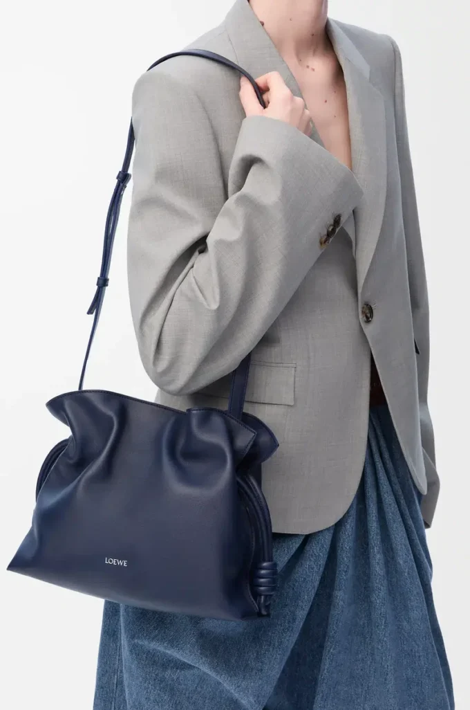 Medium Flamenco clutch in nappa calfskin Abyss Blue Medium Flamenco clutch in nappa calfskin Abyss Blue