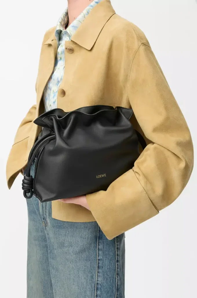 Medium Flamenco clutch in nappa calfskin Black Medium Flamenco clutch in nappa calfskin Black