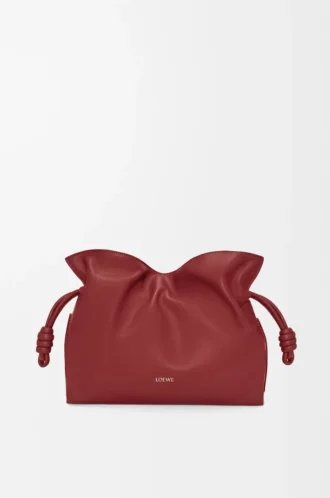 Medium Flamenco clutch in nappa calfskin Burnt Red
