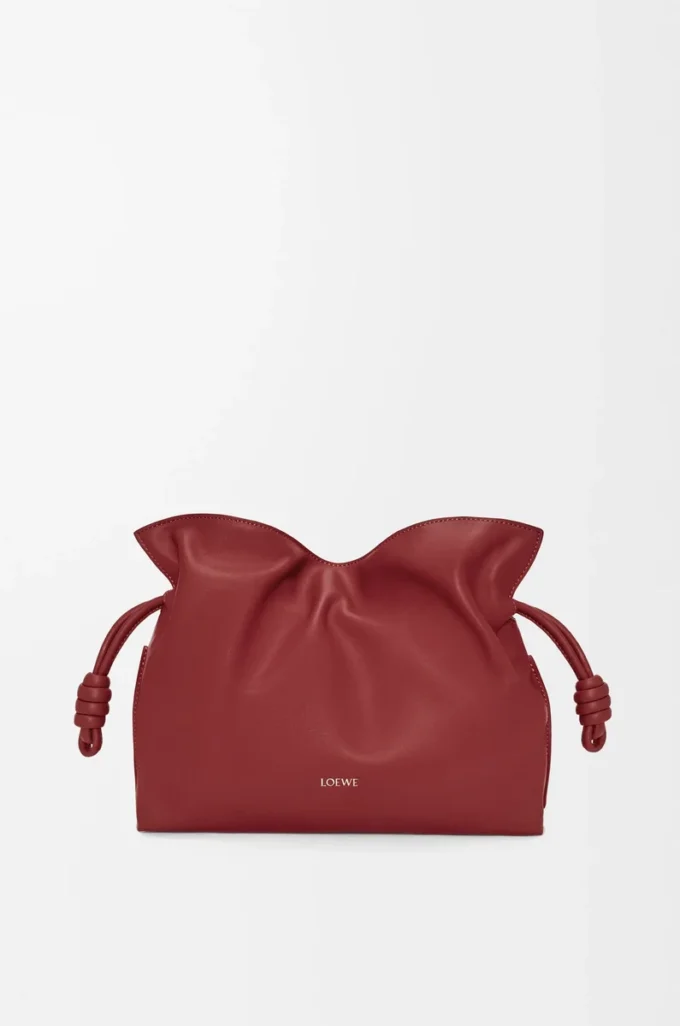 Medium Flamenco clutch in nappa calfskin Burnt Red Medium Flamenco clutch in nappa calfskin Burnt Red