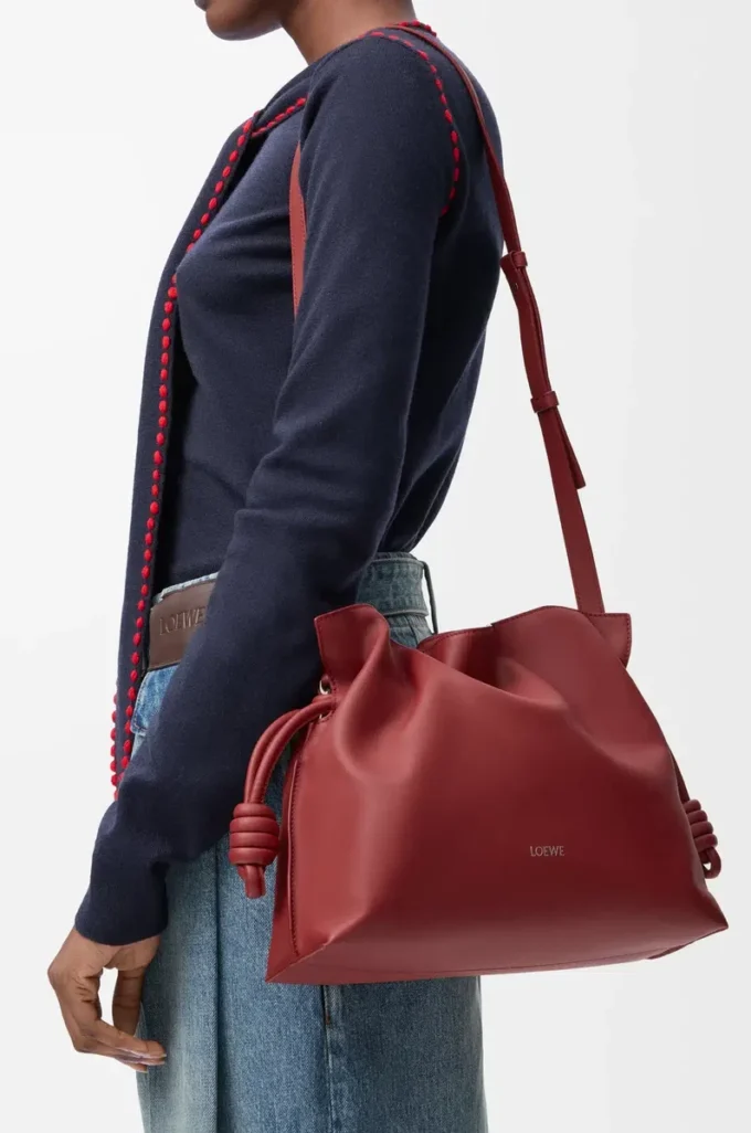 Medium Flamenco clutch in nappa calfskin Burnt Red Medium Flamenco clutch in nappa calfskin Burnt Red