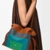 Medium Flamenco clutch in nappa calfskin Caramel/Bright Green Medium Flamenco clutch in nappa calfskin Caramel/Bright Green