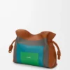 Medium Flamenco clutch in nappa calfskin Caramel/Bright Green Medium Flamenco clutch in nappa calfskin Caramel/Bright Green